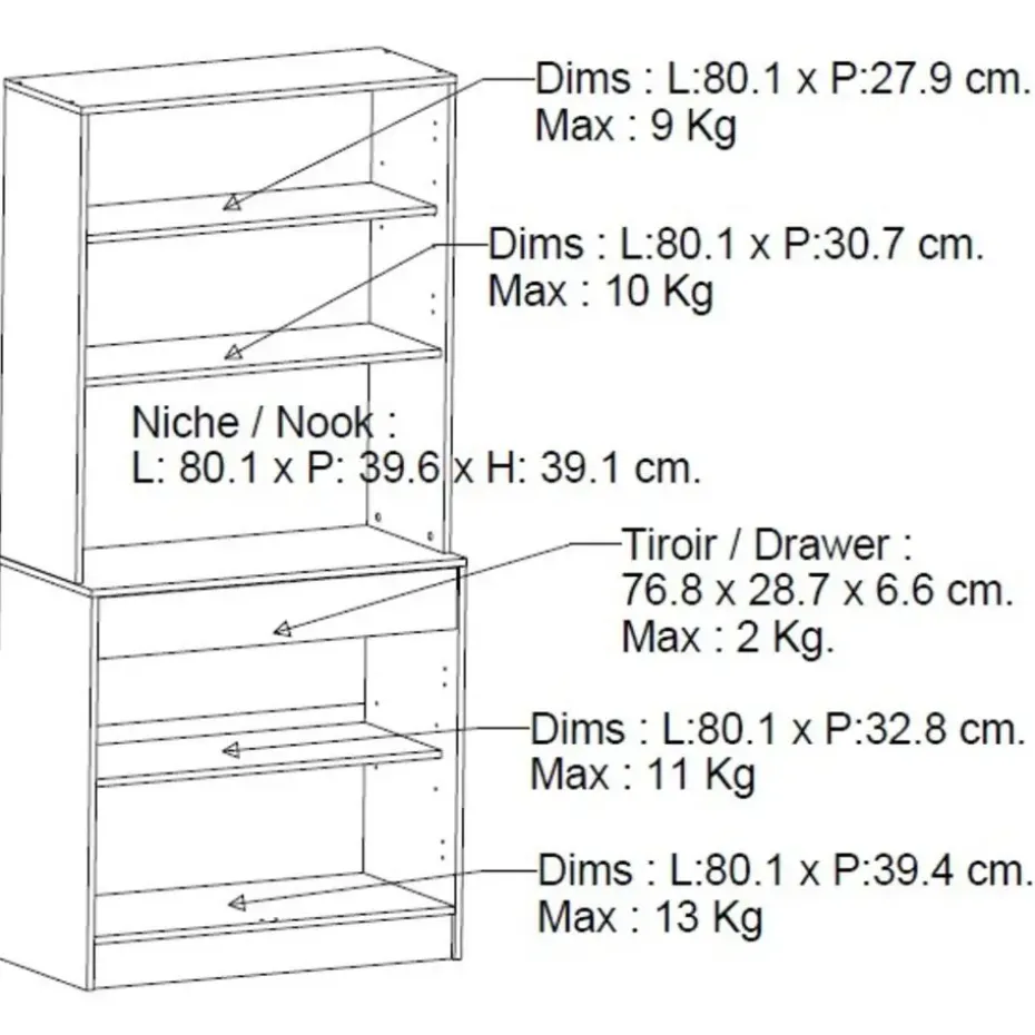 Buffetkast Romanie-Kronberg eik/mat wit