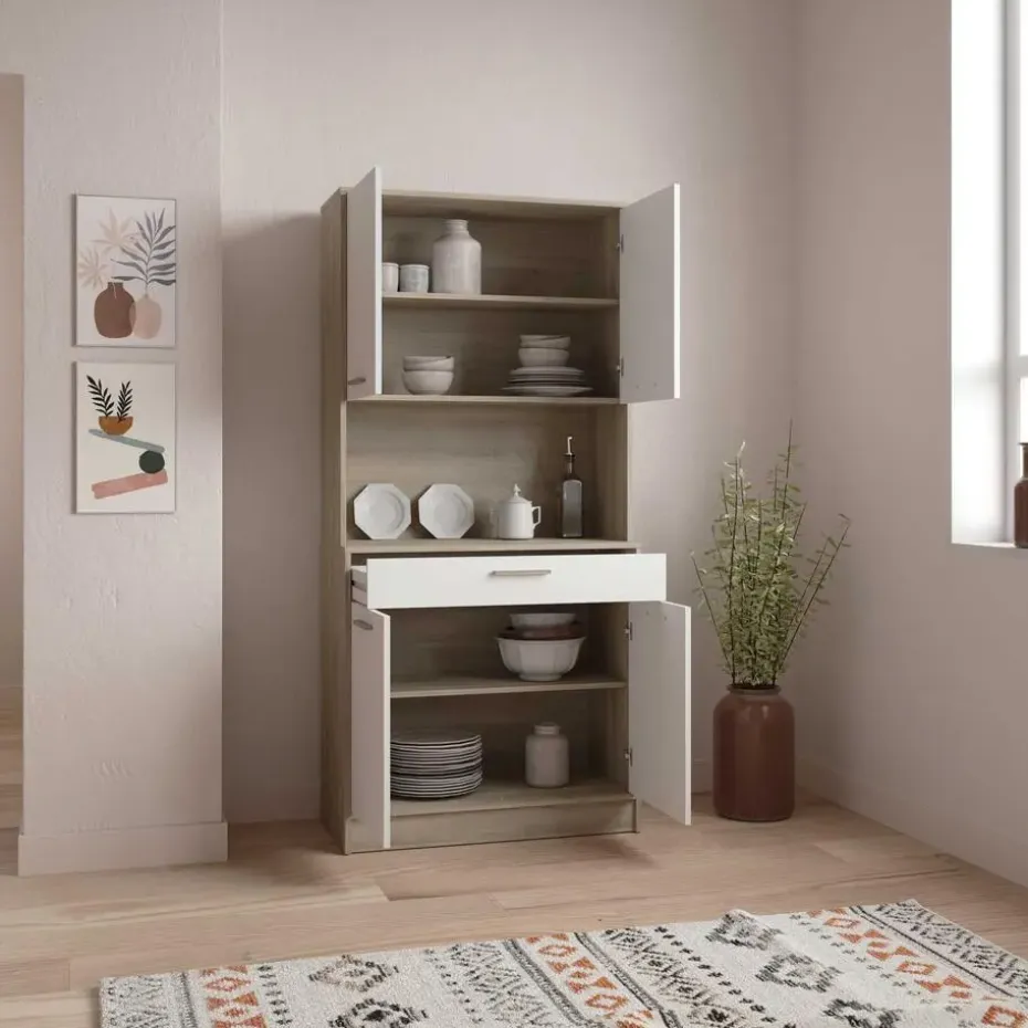 Buffetkast Romanie-Kronberg eik/mat wit