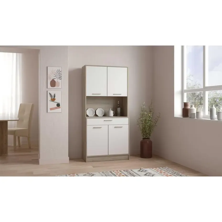 Buffetkast Romanie-Kronberg eik/mat wit