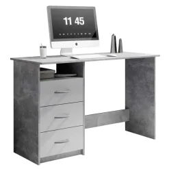 Bureau Adriano 123cm met 3 lades - beton/wit