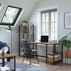 Bureau Fabrice 120cm 2 legplanken - rustiek bruin/zwart