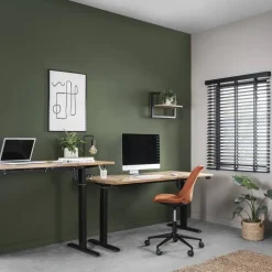 Bureau Homeworx zit/sta elektrisch verstelbaar – mangohout/zwart - 75/118x160x80 cm