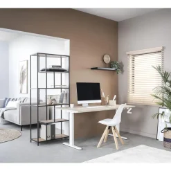 Bureau Homeworx zit/sta handmatig verstelbaar – eikenkleur/wit - 75/118x160x80 cm