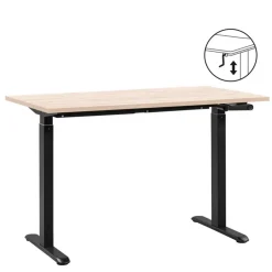 Bureau Homeworx zit/sta handmatig verstelbaar – eikenkleur/zwart - 75/118x120x70 cm