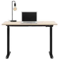 Bureau Homeworx zit/sta handmatig verstelbaar – eikenkleur/zwart - 75/118x120x70 cm