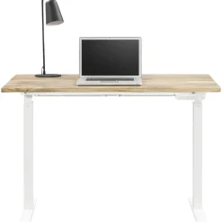 Bureau Homeworx zit/sta handmatig verstelbaar - mangohout/wit - 75/118x120x70 cm