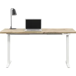 Bureau Homeworx zit/sta handmatig verstelbaar - mangohout/wit - 75/118x160x80 cm