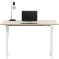 Bureau Homeworx zit/sta handmatig verstelbaar – eikenkleur/wit - 75/118x120x70 cm