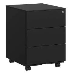Bureau Ladeblok verrijdbaar Incl. Slot - 55x45x39cm - Zwart