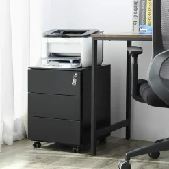 Bureau Ladeblok verrijdbaar Incl. Slot - 55x45x39cm - Zwart