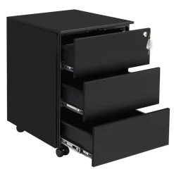 Bureau Ladeblok verrijdbaar Incl. Slot - 55x45x39cm - Zwart