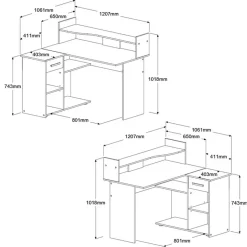 Bureau Professional 102cm- zwart/eik