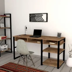 Bureau Zwart/Bruin Melamine - 150x58,4x75,8cm - Emro