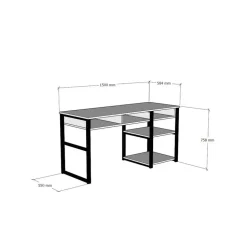 Bureau Zwart/Bruin Melamine - 150x58,4x75,8cm - Emro