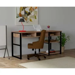 Bureau Zwart/Bruin Melamine - 150x58,4x75,8cm - Emro