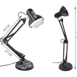 Bureaulamp - Verstelbaar - Retro - Klassiek - 1x40 watt - Zwart