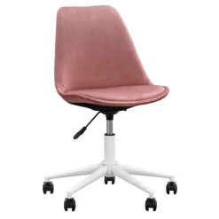Bureaustoel Senja - velvet - roze - wit metaal