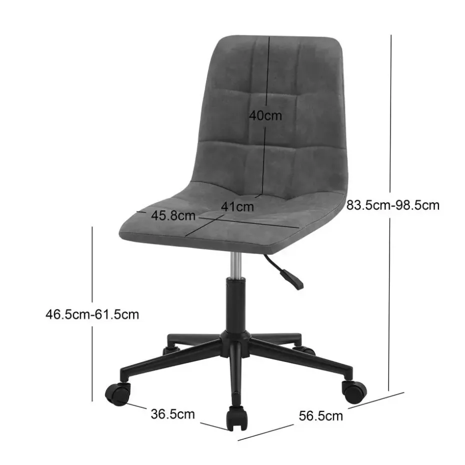 Bureaustoel van beige stof met metalen onderstel