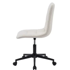 Bureaustoel van beige stof met metalen onderstel