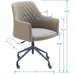 Bureaustoel Vitoria - Taupe - PU-leer