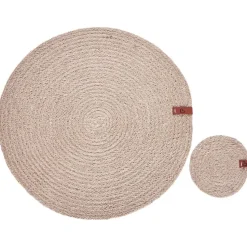 BUSHMINT - Set van 12 placemats en onderzetters - Natuurlijk - Jute
