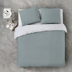 Byrklund - Dekbedovertrek Side Way - 140x220 cm - Jade / Wit