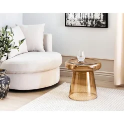 CALDERA - Bijzettafel - Goudbruin - Glas