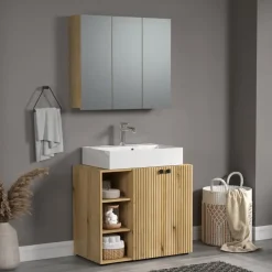 CALICOSY - Badkamerkast met spiegel PUREBLISS - 20x90x80 cm