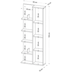 CALICOSY - Boekenkast LILY - Bruin - 150x60x18 cm