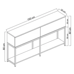 CALICOSY - Console 2 neerklapbare deuren LORD - 30x150x80 cm