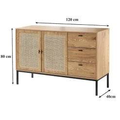 CALICOSY - Dressoir JAYA - Licht hout - 80x120x40 cm