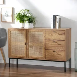 CALICOSY - Dressoir JAYA - Licht hout - 80x120x40 cm