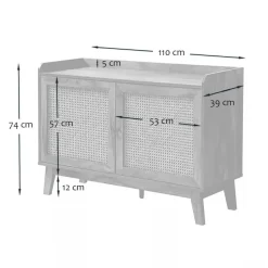 CALICOSY - Dressoir PALMO - Licht hout - 74.5x110x39 cm