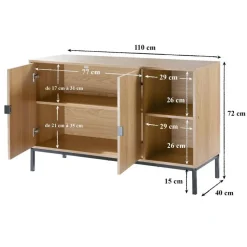 CALICOSY - Dressoir TARA - Licht hout - 72x110x40 cm