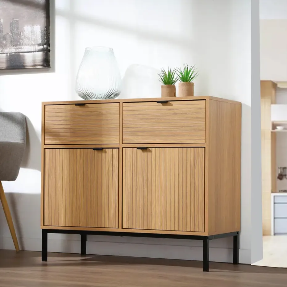 CALICOSY - Dressoir TARA - Licht hout - 79x90x39 cm