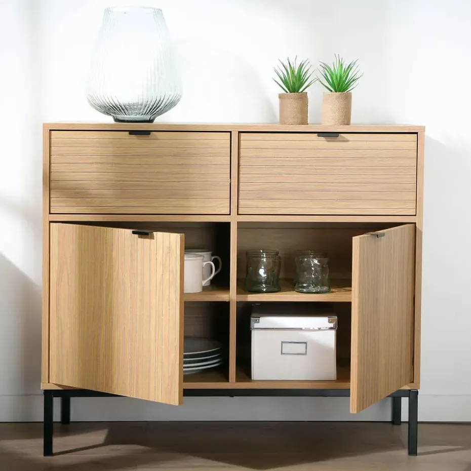 CALICOSY - Dressoir TARA - Licht hout - 79x90x39 cm