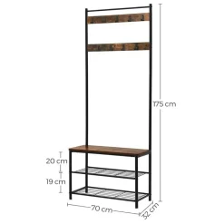 CALICOSY - Garderobe - Donker hout - 175x70x32,5 cm