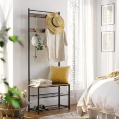 CALICOSY - Garderobe - Donker hout - 175x70x32,5 cm