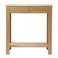 CALICOSY - Hoge console met 2 lades in eiken decor - Licht hout - 29x79x86,5 cm