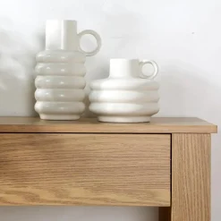 CALICOSY - Hoge console met 2 lades in eiken decor - Licht hout - 29x79x86,5 cm