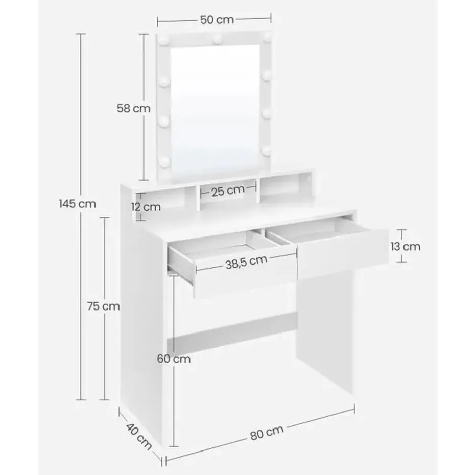 CALICOSY - Kaptafel - Wit - 145x80x40 cm