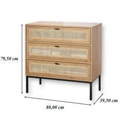 CALICOSY - Ladekast JAYA - Licht hout - 79x80x39 cm