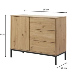CALICOSY - Ladekast LENNY - Eik - 80x90x40 cm
