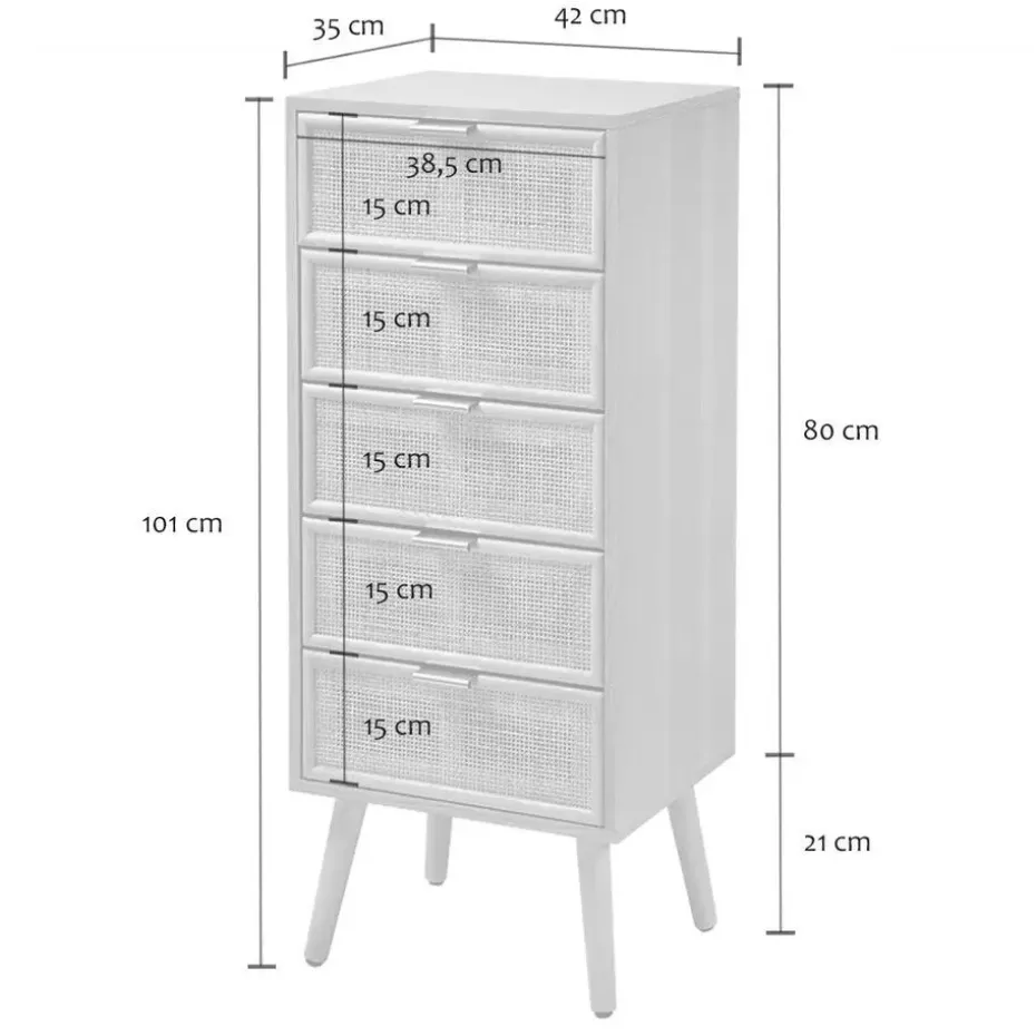 CALICOSY - Ladekast MIYA - Licht hout - 100,50x36.5x42 cm
