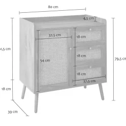 CALICOSY - Ladekast PALMO - Licht hout - 79,5x80x39 cm