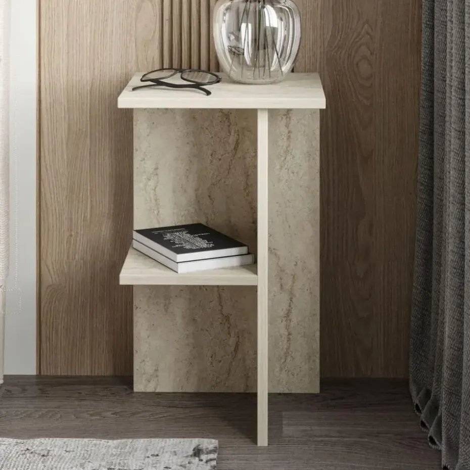 CALICOSY - Nachtkastje LERAY - Travertijn - 60x36x36 cm