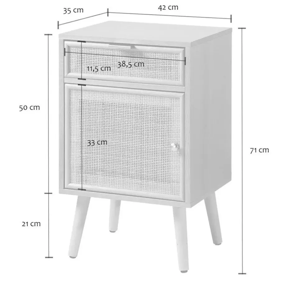 CALICOSY - Nachtkastje MIYA - Licht hout - 71x42x36.5 cm