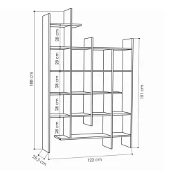 CALICOSY - Rek MANCO - Wit - 188x122x25,5 cm