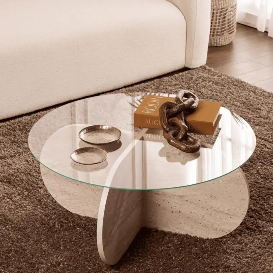 CALICOSY - Salontafel AERIS - Travertijn - 35x75x75 cm