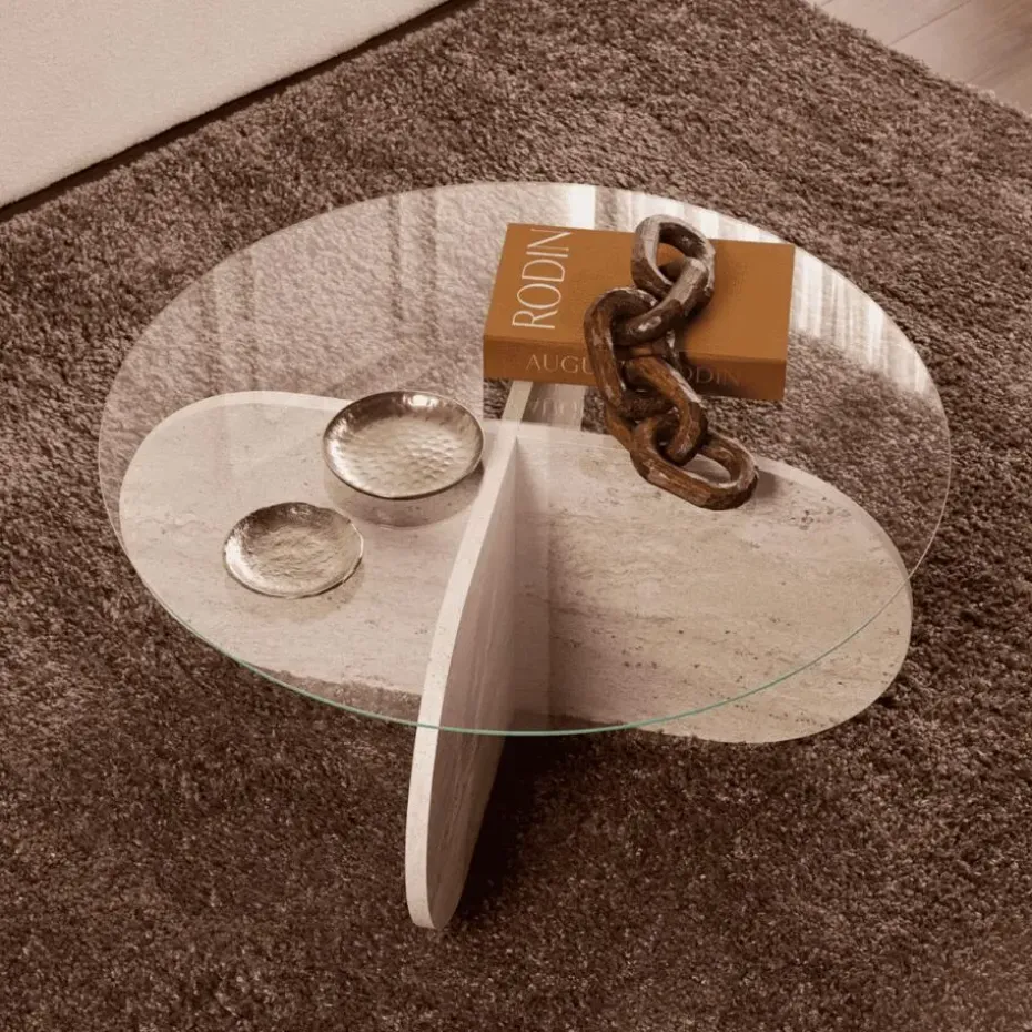 CALICOSY - Salontafel AERIS - Travertijn - 35x75x75 cm